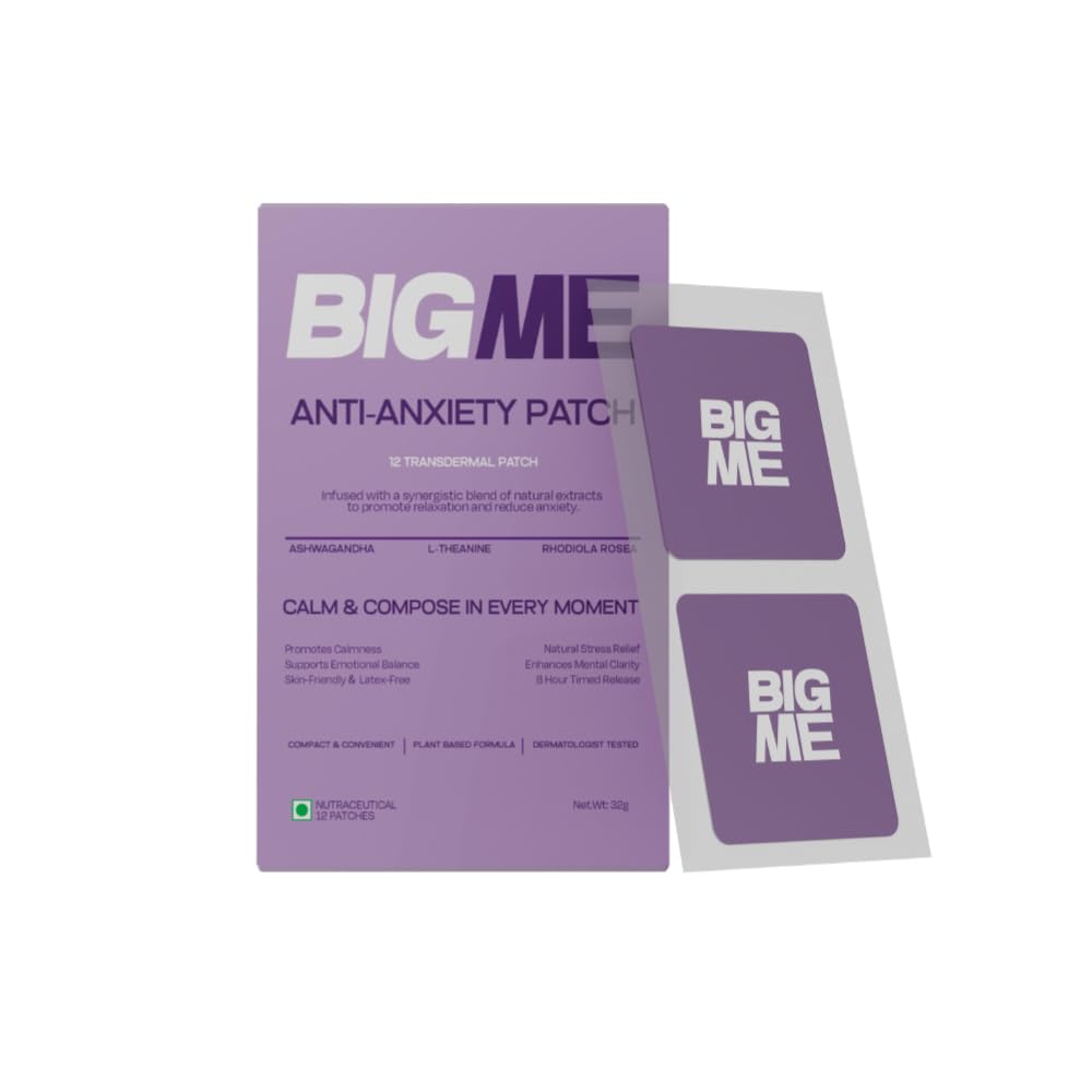 BIGME Deep Calm Patch | Natural Stress Relief Transdermal Patches with Ashwagandha, Rhodiola, GABA & L-Theanine | Timed Release Relaxation | Non-Drowsy Calm & Anxiety Support | 12 Patches Per Box