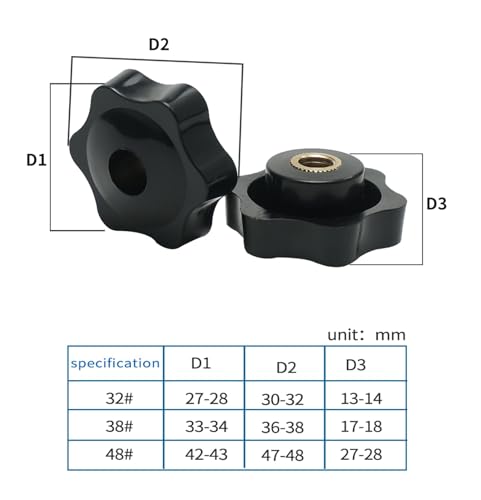 Écrous de serrage M6 noirs type 2 pour bouton de serrage manuel et vis papillon de fixation - 3