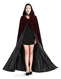 Newdeve Medieval Velvet Cloak Full Length With Hood Cosplay Costume Cape For Adults