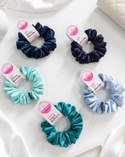 Image of Luxury Satin Scrunchies Set for Women, Girls | Anti-Hair-Breakage Hair Ties for Ponytails & Buns | Medium Size | Pack of 5