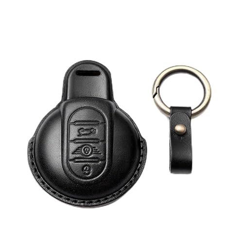 Étui de clé Mini Cooper en cuir de vachette haut de gamme noir pour F56 F60