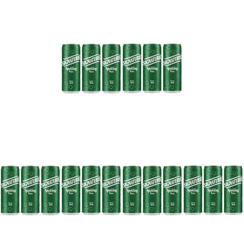 Image of SIGNATURE Sparkling Water - Premium Carbonated Water | No Sugar, No Calories | Refreshing Fizzy Drink | 300ml Can (Pack Of 18)