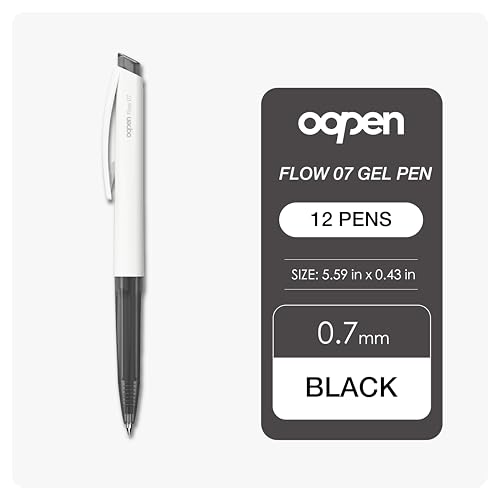Bolígrafos Gel Flow 0.7mm Punta Media Tinta Negra Pack 12 miniatura 2