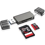 Plug and play: facile da usare e installare. Non è necessaria alcuna app aggiuntiva per l'adattatore della scheda micro SD. Non è richiesta alcuna unità per Windows 10, 8, 7, Vista e XP, MAC OS 10.4.6 e superiori. Non richiede alimentazione aggiuntiva. Non è necessario Internet o Wi-Fi. OTG). La porta per scheda SD legge e scrive schede di memoria SD MICRO-SD da fotocamere digitali, telecamere di prova, telecamere di sicurezza, monitor per la fauna selvatica, telecamere di sorveglianza private, monitor auto, dash cam, telecamere per animali selvatici e droni.
