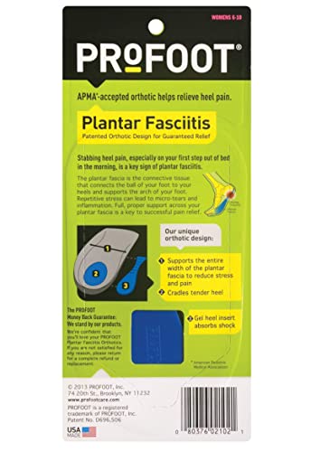 Profoot Orthotic Insoles For Plantar Fasciitis & Heel Pain, Women's 6-10, 2 Pair, Gel Heel Shock Absorbing Insoles To Help Reduce Pain & Stress, Foot Care Arch Support Inserts For Shoes #TOP5