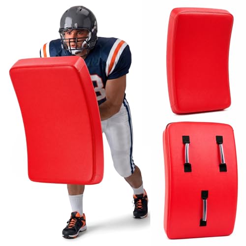 Tinideya Curved Football Blocking Pad with Handles, 32 x 20 x 4 in Denser Softer Foam Sport Tackle Shield Portable Rugby and Football Training Equipment for Blocking, Bumping and Contact Drills by Tinideya - Used condition - US$127.50