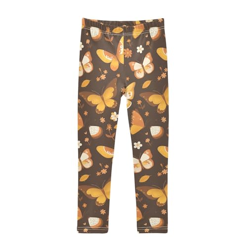 KLL Butterfly Beautiful Brown Toddler Baby Girl Cotton Pants Comfortable High Waisted Yoga Pants Sports
