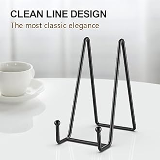 3 Pack 6 Inch Plate Stands for Display Picture - Vinyl Table Top Display, Decorative Metal Frame Holders for Book , Photo and Platter, Tabletop Art, Black 3 Packs