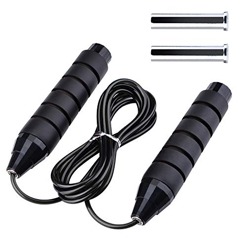 Hongtianyuan Cuerda Saltar,Mango Antideslizante, Sin Enredos Cuerda para Saltar con Bloque de Peso,para Niños, Adultas,para Fitness Ejercicio Deportivo.(Negro)