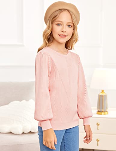 Hopeac Girls Swearshirt Casual Sweater Long Sleeve Coat Ruffle Knit Pullover Outwear Solid Color Coat Chunky Jumper Tops #TOP2
