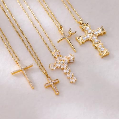 Cross Necklace for Women Cubic Zirconia Pendant Necklace Jesus Faith Dainty Necklace Jewelry Gift4