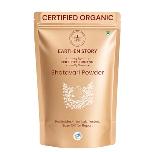 Image of Earthen Story Certified Organic Shatavari Root Powder (200g) | Lab Tested for 190+ Pesticides | Pure Asparagus Racemosus for Hormonal Balance & Vitality | Vegan, Non-GMO