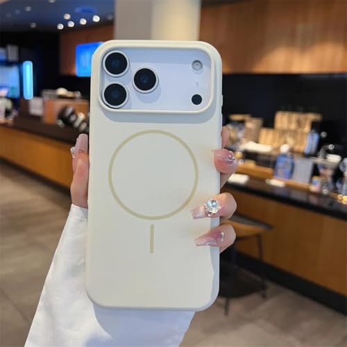 Coque iPhone 17 Pro Max antichoc silicone liquide blanc antique
