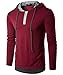 Guoji Men's Casual Slim Fit Long Sleeve T-Shirt with Hooded/Hoodies Tops (B27-Winered Small)