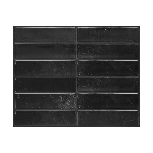 Greymond Peel and Stick Backsplash Tiles – Easy DIY Self-Adhesive Subway Wall Tiles, 10 Pack for Kitchen & Bathroom, 11.42'' x 9'' (Black)