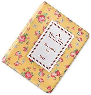 JXE 64 Pockets Retro Floral Book Styles Name Card Holder Photo Album for Fujifilm Instax Mini 7S / 8/9 / 25 / 50S films - Yellow