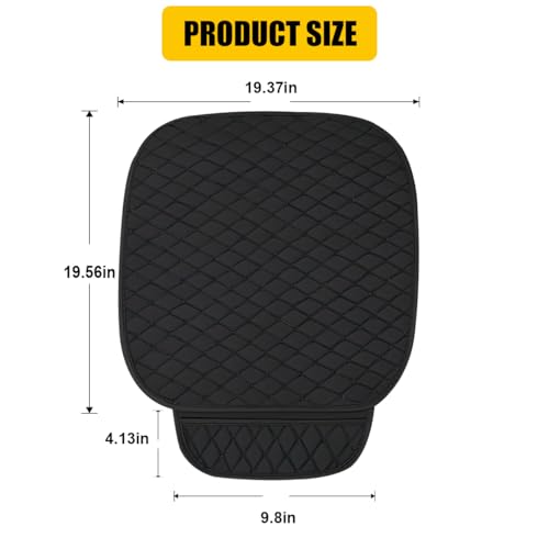 DUSCOKE Car Seat Cover, Comfortable Anti-Slip Linen Auto Front Seat Protector, Breathable Seat Bottom Cushion Pad with Storage Pocket, Universal Vehicle Interior Accessory for SUV Truck (Black)