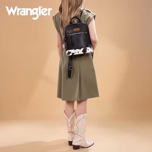 Image of Montana West Wrangler Backpack Purse for Women Mini Backpack Purse Cute Ladies Bookbag Travel Work Daypacks Bags WG-BG-186-9116-COW-BK