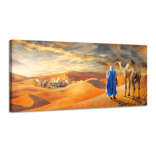 Arjazia Tableau Arabe Touareg - Tableau oriental - 80x40cm et 120x60cm - Impression sur Toile Haute...