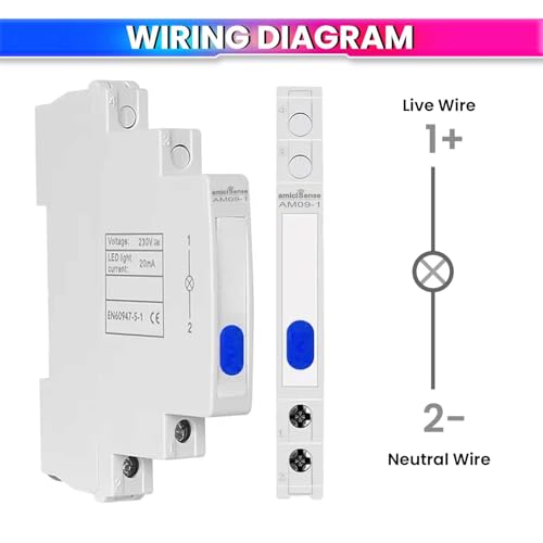 Image of amiciSense Ultra-Compact 230VAC Phase Indicator - Only 1cm Wide, Blue LED Indicator for Quick & Accurate Phase Monitoring
