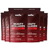 Wellbe Kollagen Pulver Kirsche - hochdosiert mit maximal bioaktivem Kollagen Hydrolysat, Biotin, Zink, Vitamin C & Hyaluron - Collagen Pulver - Kollagenpulver Peptide Made in Germany 6x250g