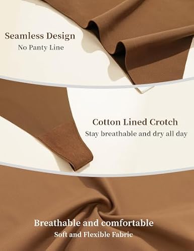 CAYJA Women's Thong Underwear, Polyamide Elastane Blend, G-String Style, Seamless No Show (US, Alpha, Large, XX-Large, Regular, Regular, 2White+2Apricot+2Coffee_Brown+2Khaki+2Ivory+2Burgundy)