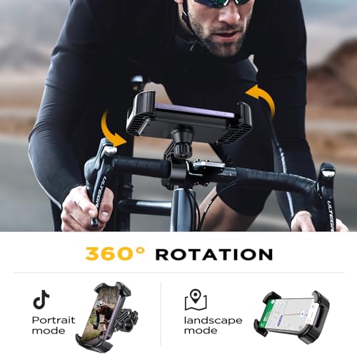 Image of Miracase Bike Phone Holder - [Anti Shake] Motorcycle phone Mount, Phone Holder for Bike, Bicycle Phone Mount Handlebar Cell Phone Holder -[Silicone Wrapped] Scooter Bike Accessories for iPhone Samsung