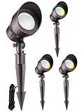 LEONLITE 5CCT Low Voltage LED Landscape Spotlight, Update 1800K2700K3000K4000K5000K Selectable, 5W 12V Pathway Lights Outdoor, CRI90, Aluminum Spot Lights for Garden, ETL, IP65 Waterproof, Pack of 4