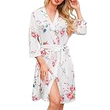 Photo Gallery ufeiwan vestaglia da donna di lusso con motivo floreale, morbida vestaglia stampata in bianco e nero, leggera al polpaccio, per spa domestica, cintura regolabile, bianco, s Photo Gallery ufeiwan vestaglia da donna di lusso con motivo floreale, morbida vestaglia stampata in bianco e nero, leggera al polpaccio, per spa domestica, cintura regolabile, bianco, s