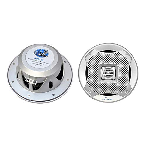 Pyle Lanzar 6.5” Dual Waterproof Marine Speakers - 400W 4Ohm Outdoor Car/Boat Radio Stereo Speakers Weather Proof Marine Stereo Speakers System Pair - Mounting Kit Speaker Wire, Grill- Lanzar AQ6CXW