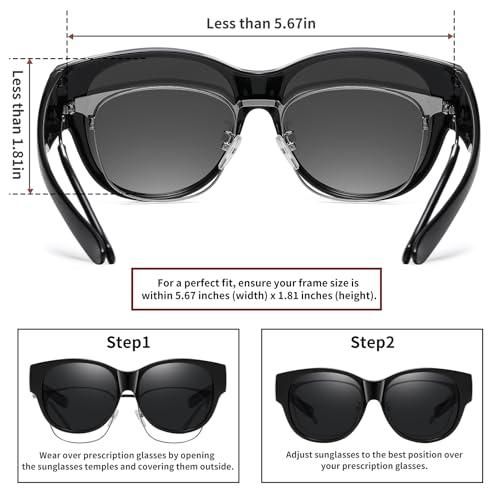 Image of HAOLOTA Fit Over Glasses Sunglasses for Women Polarized | Over Glasses Sun Glasses, UV400 Polarized Lens, Trendy Cat Eye Sunglasses, Lightweight and Flexible, Driving, Daily Use