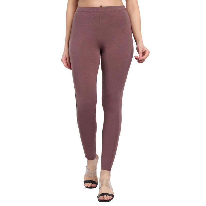 Image of ONE SKY Women Full Length Leggings | Cotton Modal Spandex Blend | High Waist Stretchable & Bio-Washed Fabric | Colour-Lock Technology | Comfortable Leggings for Women