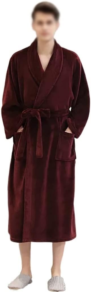 Lovers Men's Long Warm Winter Flannel Kimono Bathrobe Plus Size Pajamas For Women(2XL)