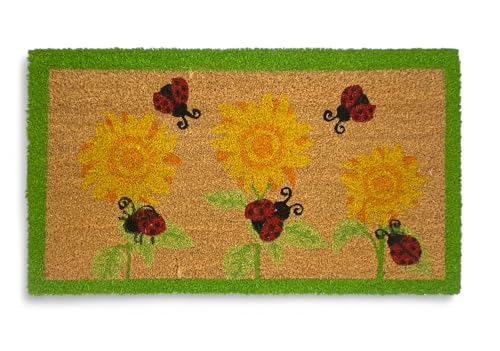 Tex family Tapis d'entrée extérieur en coco – Paillasson antidérapant avec coccinelles et...