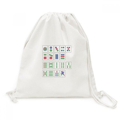 Sac à dos Mahjong jeu d'échecs chinois en toile imprimée sac cordon léger