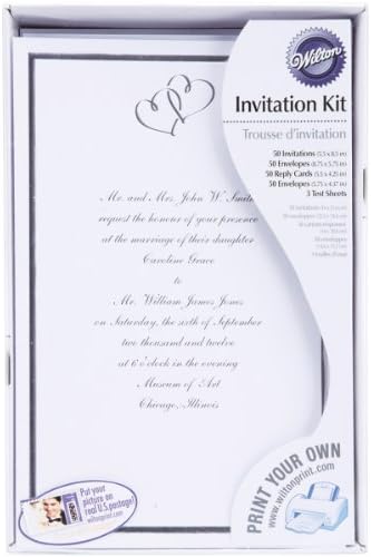 Wilton White Hearts Traditional Wedding Invitation Kit, 100pcs,