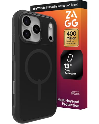 Image of ZAGG Sedona Snap Case for iPhone 17 Pro Max - Flood Black, Drop Protection (13ft /4m), Graphene-Reinforced Multi-Layer Protection, MagSafe Phone Case with Impact-Absorbing Bumpers, Slim & Lightweight