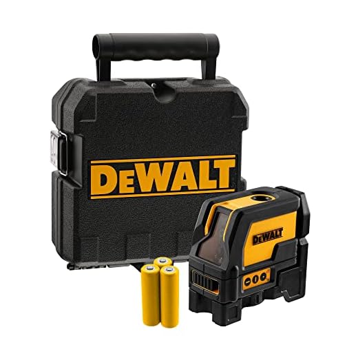 DEWALT Kreuzlinien-Laser mit 2 Lotpunkten (rote Laserdiode, selbstnivellierende, Pulsmodus, Laserklasse 2, IP 54, Lasersichtbarkeit bis 15 m ohne Detektor, inkl. 3x LR6 Batterien und Koffer) DW0822