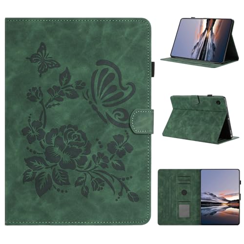 Étui à rabat Samsung Galaxy Tab S9 FE 10.9 vert en cuir avec fentes portefeuille