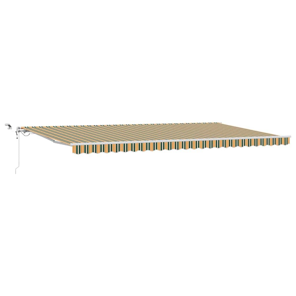 Auvent rétractable automatique avec LED - 600 x 300 cm - Polyester et métal - Vert et jaune - Pour terrasse et jardin