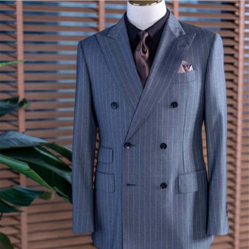 Blazer à rayures pour homme : veste de costume croisée et décontractée au quotidien - 2