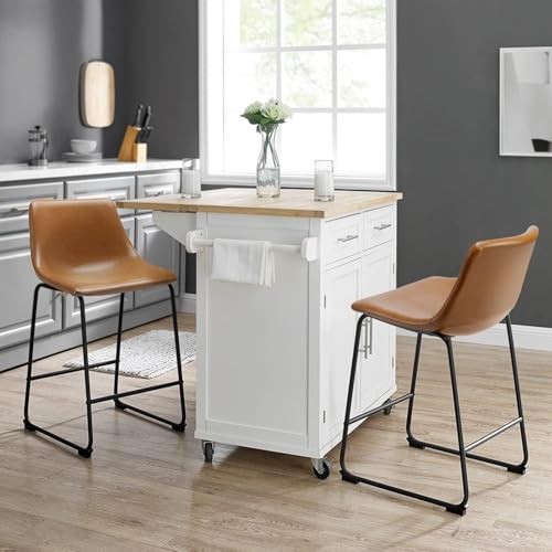 Image of Waleaf 26 Inch Counter Height Bar Stools Set of 6, Faux Leather Bar Chairs