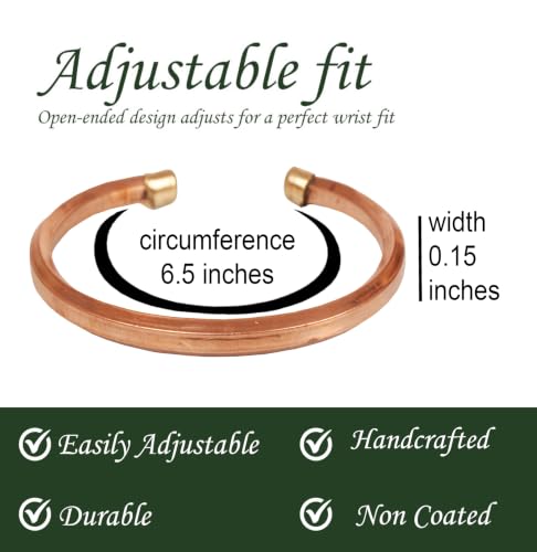 Image of Touchstone Copper Bracelet Tibetan Style. Hand Forged with Solid and high Gauge Pure Copper.