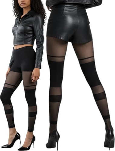 Image of ToBeInStyle Women's Opaque Ankle Long Nylon Footless Fun Tights Pantyhose