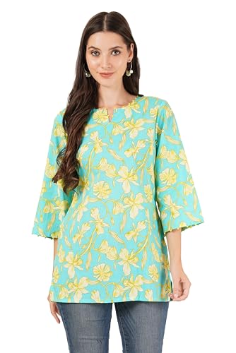 Image of Amazon Brand - Anarva Jaipuri Cotton Printed Short Kurti for Women
