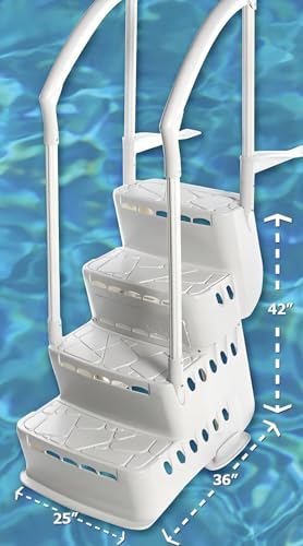 Escalera y Plataforma para Piscina Exterior 42 in Alto 25 in Ancho miniatura 2