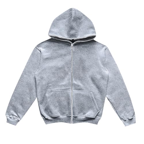 ZYXTIM Unisex Full Zip Hooed Sweatshirts Mens Long Sleeve Solid Loose Pullover Tops Streetwear Hip hop Fashion Sweatshirts3