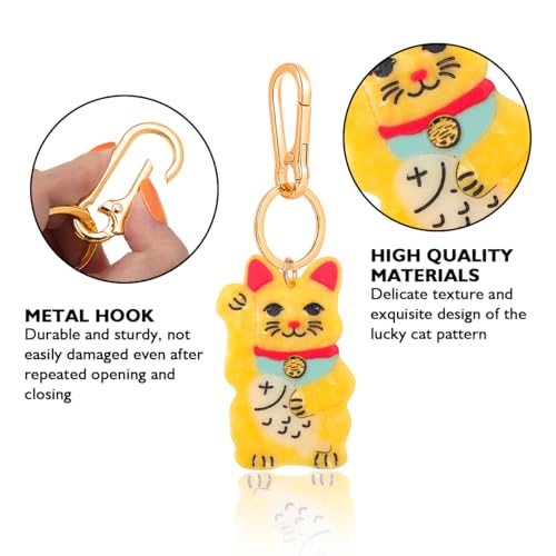 Japanese Maneki Neko Lucky Cat Keychain - Good Luck Charm Key Ring & Bag Clip Accessory for Purse