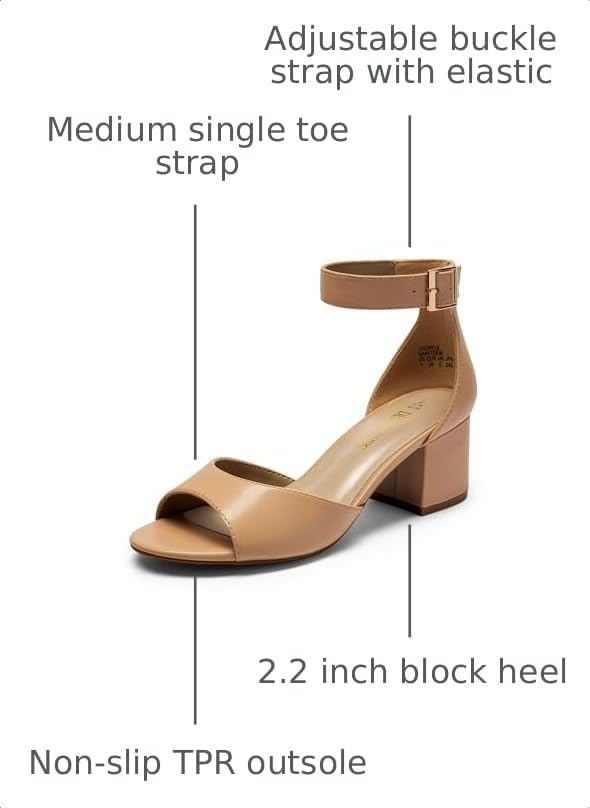 Image of DREAM PAIRS Women's Chunky Heel Sandal | 2.2 inch chunky block heels,open toe with ankle strap buckle, classic comfortable heeled sandals,wedding party dress shoes