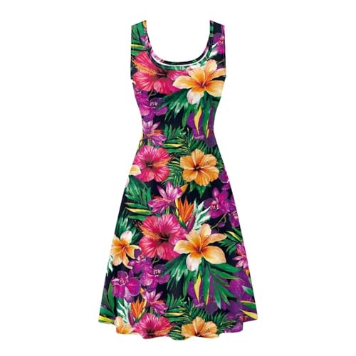 Image of Dreaweet Casual Sleeveless Dresses for Women Girls, Round Neck Tank Dresses with Pockets Summer Sundress Size XS-4XL
